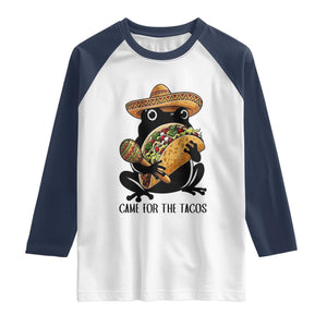 Grumpy Frog Cinco De Mayo Raglan Shirt Came For The Tacos TS12 White Navy Print Your Wear