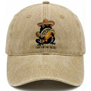 Grumpy Frog Cinco De Mayo Washed Cotton Baseball Cap Came For The Tacos TS12 Print Your Wear