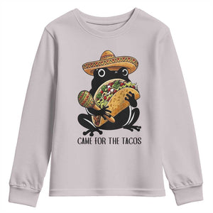 Grumpy Frog Cinco De Mayo Youth Sweatshirt Came For The Tacos TS12 Ice Gray Print Your Wear