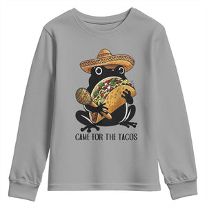 Grumpy Frog Cinco De Mayo Youth Sweatshirt Came For The Tacos TS12 Sport Gray Print Your Wear