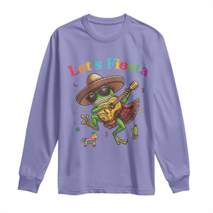 Funny Cinco De Mayo Frog Playing Guitar Long Sleeve Shirt Lets Fiesta TS12 Violet Print Your Wear