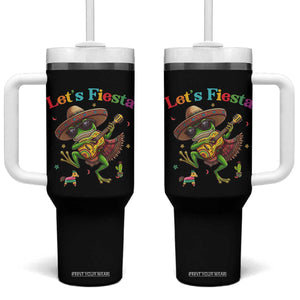 Funny Cinco De Mayo Frog Playing Guitar Tumbler With Handle Lets Fiesta TS12 One Size: 40 oz Black Print Your Wear