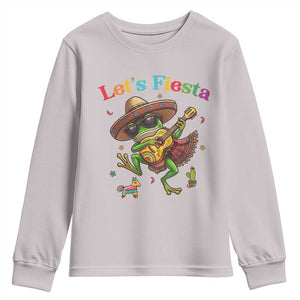 Funny Cinco De Mayo Frog Playing Guitar Youth Sweatshirt Lets Fiesta TS12 Ice Gray Print Your Wear