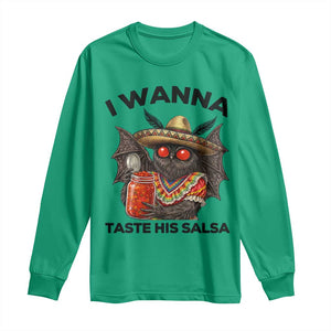Funny Cinco De Mayo Mothman Long Sleeve Shirt I Wanna Taste His Salsa TS12 Irish Green Print Your Wear