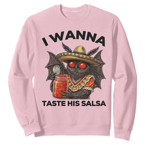 Funny Cinco De Mayo Mothman Sweatshirt I Wanna Taste His Salsa TS12 Light Pink Print Your Wear