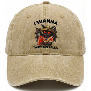Funny Cinco De Mayo Mothman Washed Cotton Baseball Cap I Wanna Taste His Salsa TS12 Print Your Wear