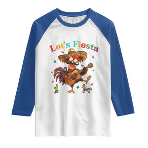 Lets Fiesta Cinco de May Raglan Shirt Funny Chicken Playing Guitar TS12 White Royal Print Your Wear