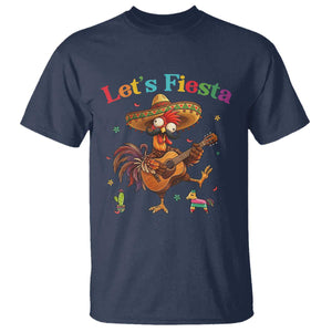 Lets Fiesta Cinco de May T Shirt Funny Chicken Playing Guitar TS12 Navy Print Your Wear