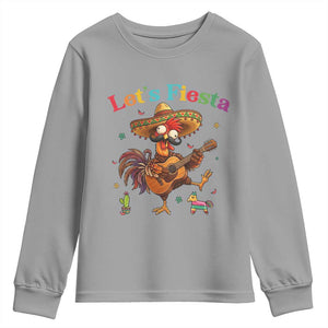 Lets Fiesta Cinco de May Youth Sweatshirt Funny Chicken Playing Guitar TS12 Sport Gray Print Your Wear