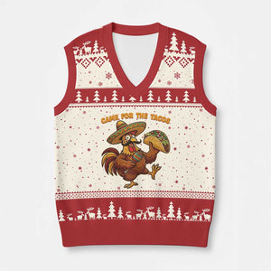 Funny Cinco De Mayo Chicken V-Neck Knit Sweater Vest Came For The Tacos TS12 Beige Red Print Your Wear