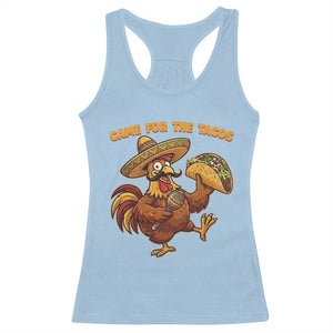 Funny Cinco De Mayo Chicken Racerback Tank Top Came For The Tacos TS12 Light Blue Print Your Wear