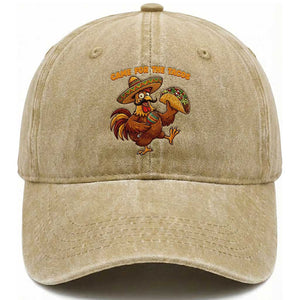 Funny Cinco De Mayo Chicken Washed Cotton Baseball Cap Came For The Tacos TS12 Print Your Wear
