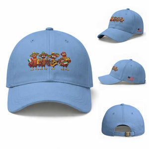 Funny Cinco De Mayo Chicken Squad Baseball Cap Mexican Party Celebration Gift TS12 Baseball Cap Universal Fit Light Blue Print Your Wear
