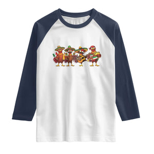 Funny Cinco De Mayo Chicken Squad Raglan Shirt Mexican Party Celebration Gift TS12 White Navy Print Your Wear