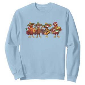 Funny Cinco De Mayo Chicken Squad Sweatshirt Mexican Party Celebration Gift TS12 Light Blue Print Your Wear