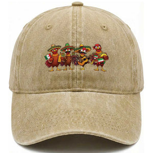 Funny Cinco De Mayo Chicken Squad Washed Cotton Baseball Cap Mexican Party Celebration Gift TS12 Print Your Wear