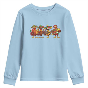 Funny Cinco De Mayo Chicken Squad Youth Sweatshirt Mexican Party Celebration Gift TS12 Light Blue Print Your Wear