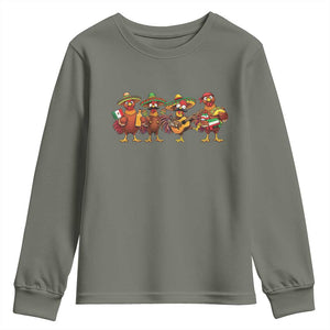 Funny Cinco De Mayo Chicken Squad Youth Sweatshirt Mexican Party Celebration Gift TS12 Military Green Print Your Wear