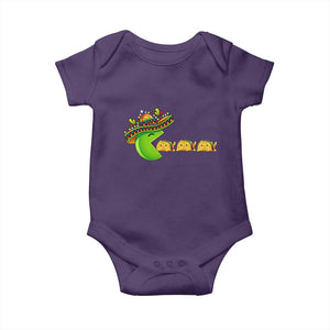 Cinco De Mayo Retro Game Baby Onesie Funny Sombrero Character Chasing Taco Cat TS12 Purple Print Your Wear