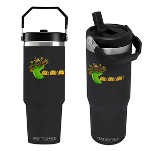 Cinco De Mayo Retro Game Flip Straw Tumbler Funny Sombrero Character Chasing Taco Cat TS12 One Size: 30 oz Black Print Your Wear
