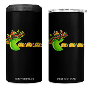 Cinco De Mayo Retro Game 4 in 1 Can Cooler Tumbler Funny Sombrero Character Chasing Taco Cat TS12 One Size: 16 oz Black Print Your Wear