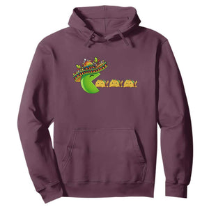 Cinco De Mayo Retro Game Hoodie Funny Sombrero Character Chasing Taco Cat TS12 Maroon Print Your Wear