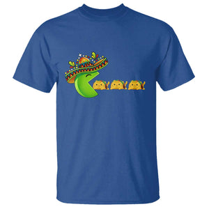 Cinco De Mayo Retro Game T Shirt Funny Sombrero Character Chasing Taco Cat TS12 Royal Blue Print Your Wear
