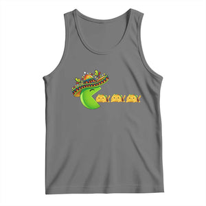 Cinco De Mayo Retro Game Tank Top Funny Sombrero Character Chasing Taco Cat TS12 Black Heather Print Your Wear