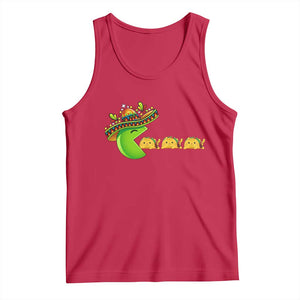 Cinco De Mayo Retro Game Tank Top Funny Sombrero Character Chasing Taco Cat TS12 Red Print Your Wear
