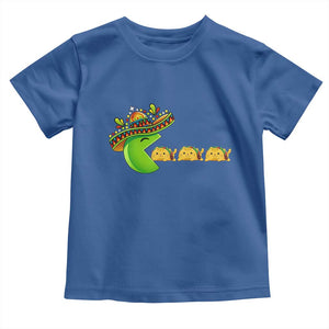 Cinco De Mayo Retro Game Toddler T Shirt Funny Sombrero Character Chasing Taco Cat TS12 Royal Blue Print Your Wear