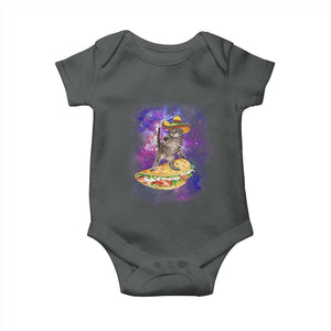Funny Cinco De Mayo Cat Baby Onesie Astronaut Kitten Flying A Taco TS12 Dark Heather Print Your Wear