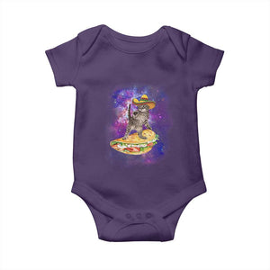 Funny Cinco De Mayo Cat Baby Onesie Astronaut Kitten Flying A Taco TS12 Purple Print Your Wear