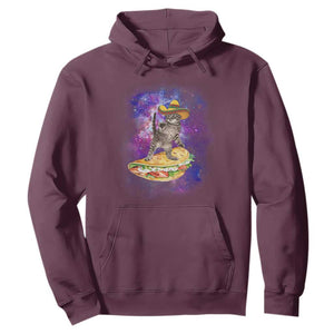 Funny Cinco De Mayo Cat Hoodie Astronaut Kitten Flying A Taco TS12 Maroon Print Your Wear