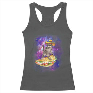 Funny Cinco De Mayo Cat Racerback Tank Top Astronaut Kitten Flying A Taco TS12 Dark Heather Print Your Wear