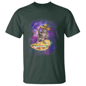 Funny Cinco De Mayo Cat T Shirt Astronaut Kitten Flying A Taco TS12 Dark Forest Green Print Your Wear