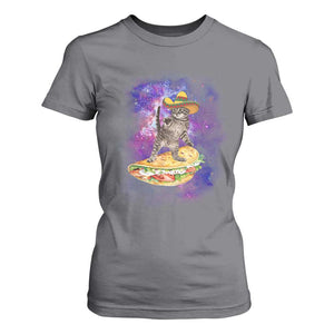 Funny Cinco De Mayo Cat T Shirt For Women Astronaut Kitten Flying A Taco TS12 Charcoal Print Your Wear
