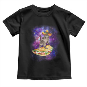 Funny Cinco De Mayo Cat Toddler T Shirt Astronaut Kitten Flying A Taco TS12 Black Print Your Wear