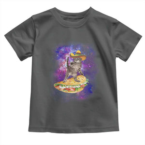 Funny Cinco De Mayo Cat Toddler T Shirt Astronaut Kitten Flying A Taco TS12 Dark Heather Print Your Wear