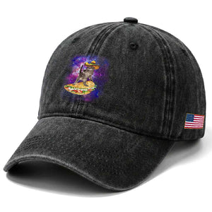 Funny Cinco De Mayo Cat Washed Cotton Baseball Cap Astronaut Kitten Flying A Taco TS12 Print Your Wear