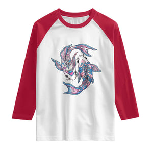 Transgender Ally Koi Fish Raglan Shirt Funny Japanese Art Graphic TS12 White Red Print Your Wear