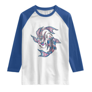 Transgender Ally Koi Fish Raglan Shirt Funny Japanese Art Graphic TS12 White Royal Print Your Wear
