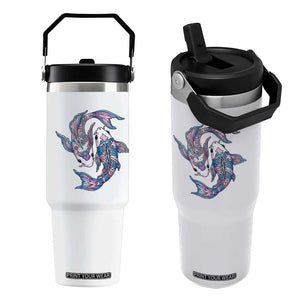 Transgender Ally Koi Fish Flip Straw Tumbler Funny Japanese Art Graphic TS12 One Size: 30 oz White Print Your Wear