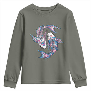 Transgender Ally Koi Fish Youth Sweatshirt Funny Japanese Art Graphic