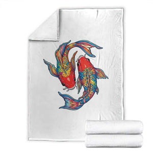 Rainbow Koi Fish LGBTQ Pride Throw Blanket Colorful Japanese Carp TS12 White Print Your Wear