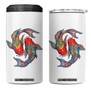 Rainbow Koi Fish LGBTQ Pride 4 in 1 Can Cooler Tumbler Colorful Japanese Carp TS12 One Size: 16 oz White Print Your Wear