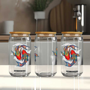 Rainbow Koi Fish LGBTQ Pride Glass Can Colorful Japanese Carp