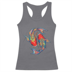 Rainbow Koi Fish LGBTQ Pride Racerback Tank Top Colorful Japanese Carp TS12 Charcoal Print Your Wear