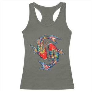 Rainbow Koi Fish LGBTQ Pride Racerback Tank Top Colorful Japanese Carp TS12 Military Green Print Your Wear