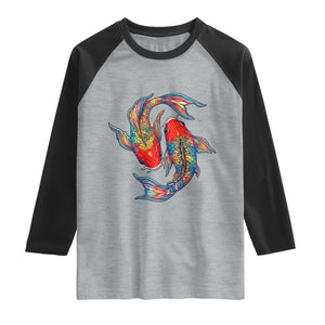 Rainbow Koi Fish LGBTQ Pride Raglan Shirt Colorful Japanese Carp