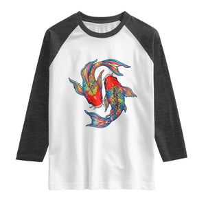 Rainbow Koi Fish LGBTQ Pride Raglan Shirt Colorful Japanese Carp